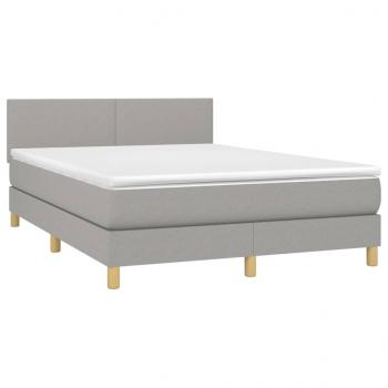 Boxspringbett mit Matratze Hellgrau 140x190 cm Stoff