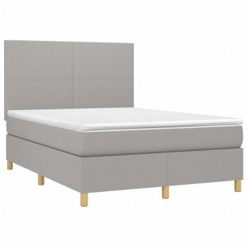 Boxspringbett mit Matratze Hellgrau 140x200 cm Stoff