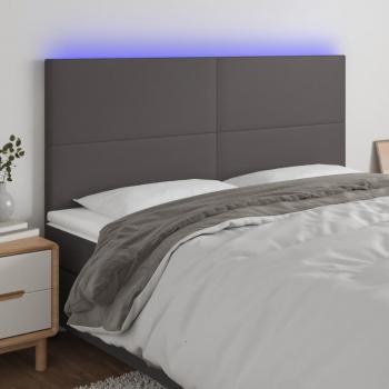 ARDEBO.de - LED Kopfteil Grau 160x5x118/128 cm Kunstleder