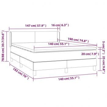 Boxspringbett mit Matratze Weiß 140x190 cm Kunstleder