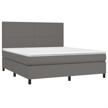 Boxspringbett mit Matratze & LED Grau 160x200 cm Kunstleder