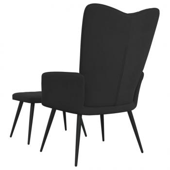 Relaxsessel mit Hocker Schwarz Samt