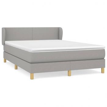 Boxspringbett mit Matratze Hellgrau 140x190 cm Stoff