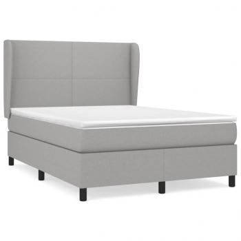 Boxspringbett mit Matratze Hellgrau 140x200 cm Stoff