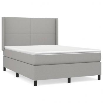 Boxspringbett mit Matratze Hellgrau 140x190 cm Stoff