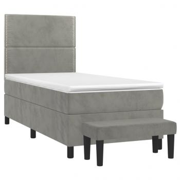 Boxspringbett mit Matratze Hellgrau 90x190 cm Samt