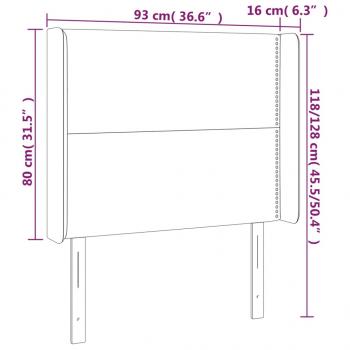 LED Kopfteil Hellgrau 93x16x118/128 cm Samt