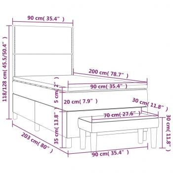 Boxspringbett mit Matratze Hellgrau 90x200 cm Samt