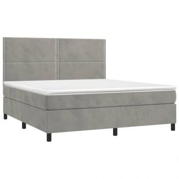 Boxspringbett mit Matratze Hellgrau 180x200 cm Samt