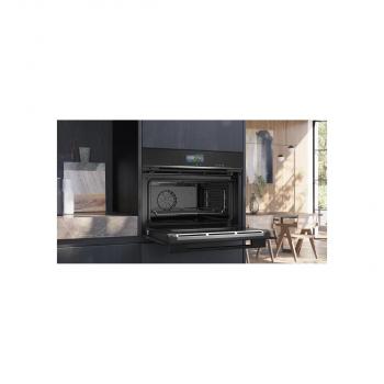 Siemens CS736G1B1 iQ700 A+ Kompaktbackofen mit Dampffunktion, 59,4 cm breit, 47 L, Wassertank, Grill, Kindersicherung, 4D Heißluft, Home Connect, schwarz