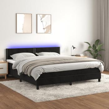 ARDEBO.de - Boxspringbett mit Matratze & LED Schwarz 180x200 cm Samt