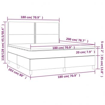 Boxspringbett mit Matratze & LED Schwarz 180x200 cm Samt