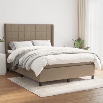 ARDEBO.de - Boxspringbett mit Matratze Taupe 140x190 cm Stoff