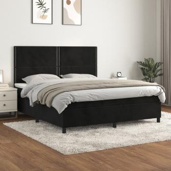 ARDEBO.de - Boxspringbett mit Matratze Schwarz 180x200 cm Samt