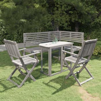 ARDEBO.de - 4-tlg. Bistro-Set Massivholz Akazie Grau