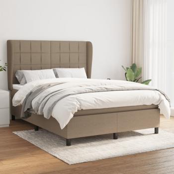 ARDEBO.de - Boxspringbett mit Matratze Taupe 140x200 cm Stoff