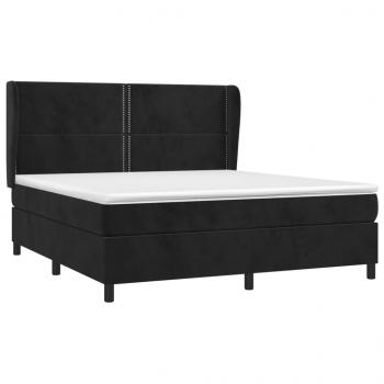 Boxspringbett mit Matratze Schwarz 180x200 cm Samt