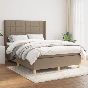 ARDEBO.de - Boxspringbett mit Matratze Taupe 140x200 cm Stoff