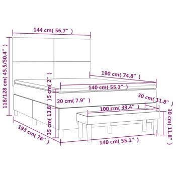 Boxspringbett mit Matratze Taupe 140x190 cm Stoff