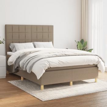 ARDEBO.de - Boxspringbett mit Matratze Taupe 140x200 cm Stoff