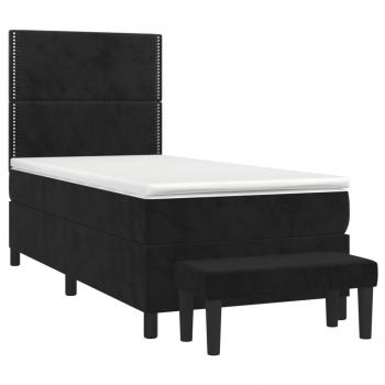 Boxspringbett mit Matratze Schwarz 90x190 cm Samt