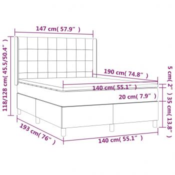 Boxspringbett mit Matratze & LED Taupe 140x190 cm Stoff