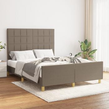 ARDEBO.de - Bettgestell mit Kopfteil Taupe 140x190 cm Stoff