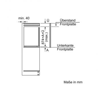 Siemens KI22LVFE0 iQ300 Einbaukühlschrank mit Gefrierfach, Nischenhöhe: 88 cm, 119 L, Flachscharnier, Super Cooling, extrem leise, weiß