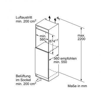 Siemens KI22LVFE0 iQ300 Einbaukühlschrank mit Gefrierfach, Nischenhöhe: 88 cm, 119 L, Flachscharnier, Super Cooling, extrem leise, weiß