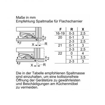 Siemens KI22LADD1 iQ500 Einbaukühlschrank mit Gefrierfach, Nischenhöhe: 88 cm, 119 L, Flachscharnier, hyperFresh, Home Connect, weiß