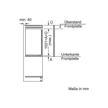 Siemens KI32LVFE0 iQ300 Einbaukühlschrank mit Gefrierfach, Nischenhöhe 102,5 cm, 147 L, Flachscharnier, Super Cooling, extrem leise, weiß