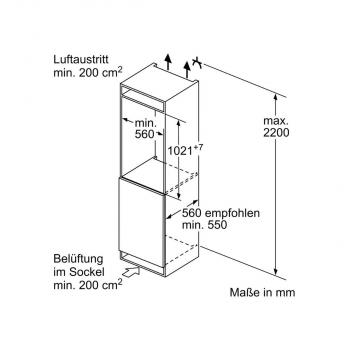 Siemens KI32LNSE0 iQ100 Einbaukühlschrank mit Gefrierfach, Nischenhöhe 102,5 cm, 147 L, Schleppscharnier, Super Cooling, extrem leise, Home Connect, weiß