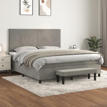 ARDEBO.de - Boxspringbett mit Matratze Hellgrau 180x200 cm Samt