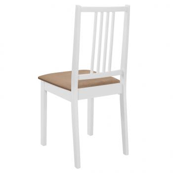 Esszimmerstühle mit Polstern 4 Stk. Weiß Massivholz