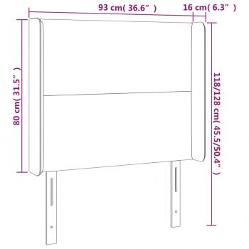 LED Kopfteil Hellgrau 93x16x118/128 cm Samt