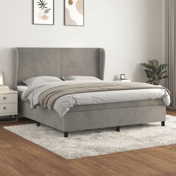 ARDEBO.de - Boxspringbett mit Matratze Hellgrau 180x200 cm Samt