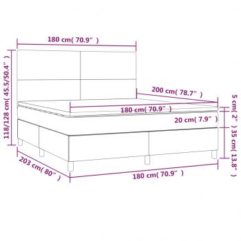 Boxspringbett mit Matratze & LED Hellgrau 180x200 cm Samt