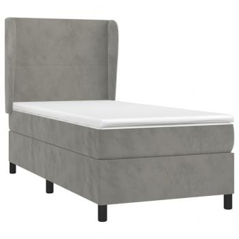 Boxspringbett mit Matratze Hellgrau 90x190 cm Samt