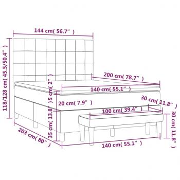 Boxspringbett mit Matratze Taupe 140x200 cm Stoff