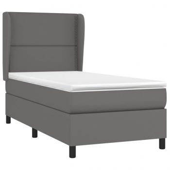 Boxspringbett mit Matratze Grau 90x190 cm Kunstleder