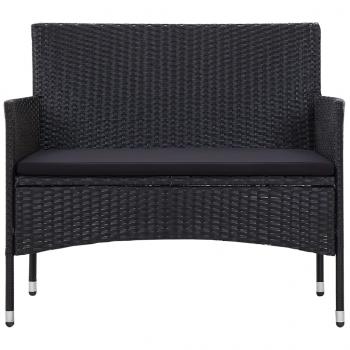 4-tlg. Garten-Lounge-Set mit Auflagen Poly Rattan Schwarz