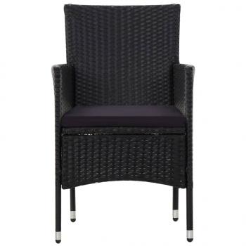 4-tlg. Garten-Lounge-Set mit Auflagen Poly Rattan Schwarz