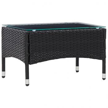 4-tlg. Garten-Lounge-Set mit Auflagen Poly Rattan Schwarz