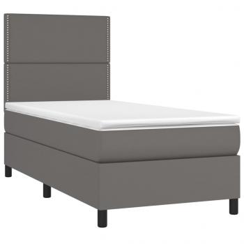 Boxspringbett mit Matratze & LED Grau 80x200 cm Kunstleder