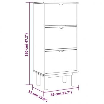 Schuhschrank OTTA mit 3 Schubladen Braun Massivholz Kiefer