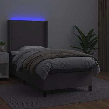 Boxspringbett mit Matratze & LED Grau 80x200 cm Kunstleder