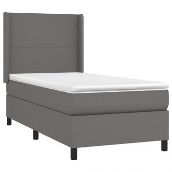 Boxspringbett mit Matratze Grau 80x200 cm Kunstleder