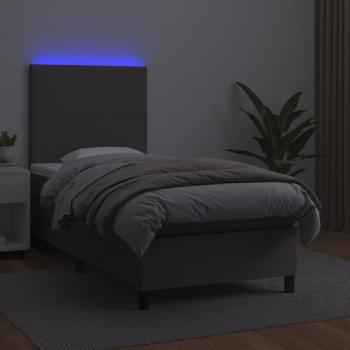 Boxspringbett mit Matratze & LED Grau 80x200 cm Kunstleder