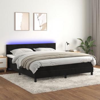 ARDEBO.de - Boxspringbett mit Matratze & LED Schwarz 160x200 cm Samt