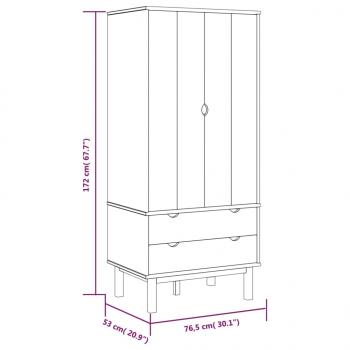 Kleiderschrank OTTA Braun&Weiß 76,5x53x172 cm Massivholz Kiefer